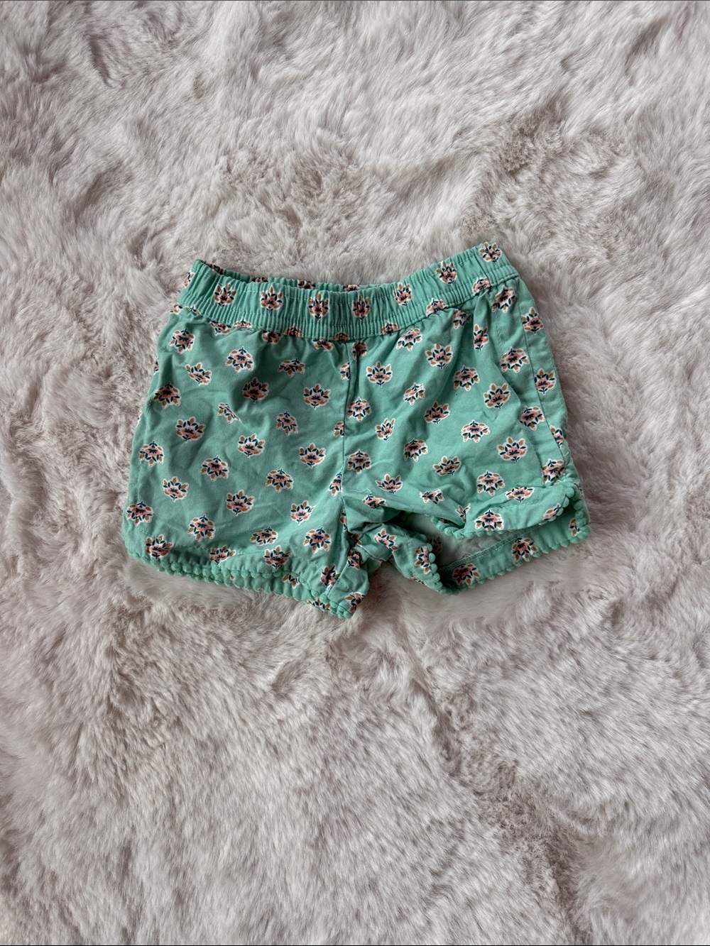 Girls Mint Floral Elastic-Waist Shorts
